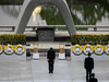 Japanese Prime Minister Shinzo Abe bows in front of the Memorial Cenotaph after delivering a speech during the 75th anniversary memorial service for atomic bomb victims at the Peace Memorial Park in Hiroshima on August 6, 2020.