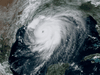 A  NOAA/GOES satellite image shows Hurricane Laura in the Gulf of Mexico moving towards Louisiana at 17:11UTC, on August 26, 2020.