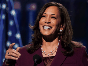U.S. Senator Kamala Harris (D-CA) accepts the Democratic vice presidential nomination during an acceptance speech delivered for the largely virtual 2020 Democratic National Convention from the Chase Center in Wilmington, Delaware, U.S., August 19, 2020.