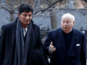 Sen. Mike Duffy with his lawyer Lawrence Greenspon at the Ontario Court of Appeal in Toronto on Thursday, Jan. 16, 2020.