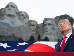 President Donald Trump arrives for Independence Day events at Mount Rushmore National Memorial in Keystone, South Dakota, on July 3, 2020.