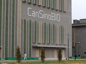 Chinese vaccine maker CanSino Biologics' sign is pictured on its building in Tianjin, China November 20, 2018.