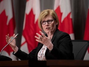 Employment, Workforce Development and Disability Inclusion Minister Carla Qualtrough responds to a question during a news conference Tuesday June 16, 2020 in Ottawa.