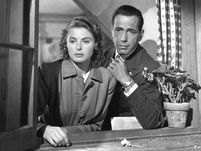 Ingrid Bergman and Humphrey Bogart in a scene from Casablanca.