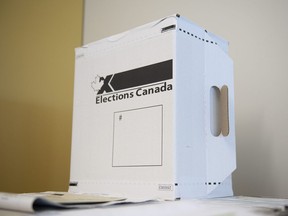 Elections Canada says voter turnout in last fall's federal election was actually slightly higher than the 2015 election. A sample ballot box is seen ahead of the 2019 federal election at Elections Canada's offices in Gatineau, Que., Friday, Sept. 20, 2019.