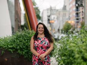 Ada Slaight Chair of Contemporary Drawing and Painting at OCAD University Ilene Sova poses for a photo behind the university, which will remain closed and transition to online classes in September, in Toronto, Saturday, Aug. 29, 2020.