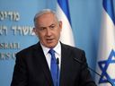 Israeli Prime Minister Benjamin Netanyahu gives a press conference in Jerusalem on Aug. 13, 2020. 