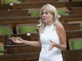 Conservative MP Michelle Rempel Garner rises during a sitting of the Special Committee on the COVID-19 Pandemic in the House of Commons in Ottawa on August 12, 2020. Conservative MP Michelle Rempel Garner is warning whomever her party elects as their new leader this weekend needs to be prepared with robust policy for the West. Rempel Garner, an Alberta MP since 2011, says she doesn't think western issues were debated enough during the leadership race, which wraps up this Sunday.