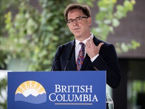 British Columbia Health Minister Adrian Dix speaks during an announcement about a new regional cancer centre, in Surrey, B.C., on August 6, 2020.