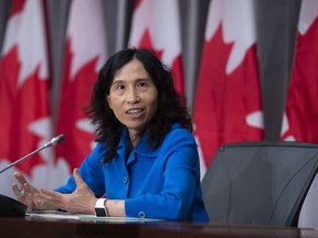 Chief Public Health Officer of Canada Dr. Theresa Tam speaks during a news conference on the COVID-19 pandemic on Parliament Hill in Ottawa, on Friday, Aug. 21, 2020.