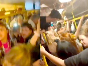 Video has emerged of people ignoring social distancing rules and holding spontaneous “corona parties” on crowded Berlin subway trains late at night.
Body: Footage shared extensively on social media showed a U-Bahn carriage packed with young passengers dancing and singing along to loud music.