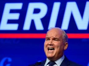 Conservative Party of Canada Leader Erin O'Toole speaks after his win at the 2020 Leadership Election, in Ottawa on Sunday, Aug. 23, 2020.