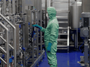 A technician works at a manufacturing facility of Chinese vaccine maker CanSino Biologics in Tianjin, China November 20, 2018.