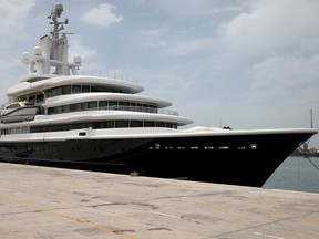 Superyacht Luna owned by Russian billionaire Farkad Akhmedov is docked at Port Rashid in Dubai, United Arab Emirates March 28, 2019.