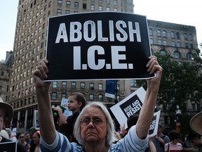 Hundreds demonstrate in lower Manhattan on June 1, 2018, against the Trump administration policy that enables federal agents to take migrant children away from their parents at the border.