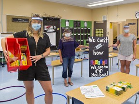 Kindergarten teachers in Brantford, Ont., prepare to welcome students back to class, on Sept. 3.