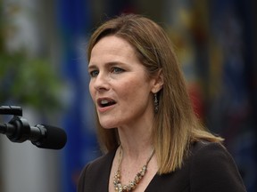 Judge Amy Coney Barrett speaks after being nominated to the US Supreme Court by President Donald Trump in the Rose Garden of the White House in Washington, DC on September 26, 2020.