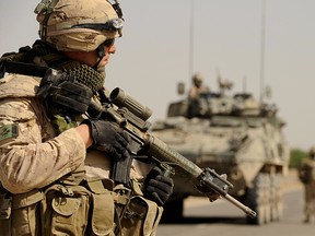 Canadian soldiers go on patrol in Afghanistan, in 2008.