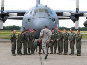 U.S. air force personnel prepare to return home after training in Cold Lake, Alta., in 2014.