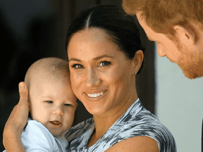 Prince Harry and his wife Meghan, Duchess of Sussex, with their son Archie in Cape Town, South Africa, September 25, 2019.