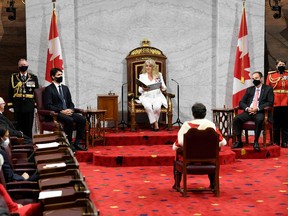 Canada's Governor General Julie Payette delivers the Throne Speech in the Senate on Sept. 23.