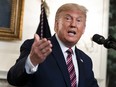 U.S. President Donald Trump speaks in the White House in Washington, D.C., U.S., on Wednesday, Sept. 9, 2020, after journalist Bob Woodward revealed that the president intentionally downplayed the threat of the coronavirus.