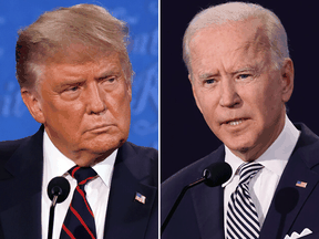 U.S. President Donald Trump and Democratic presidential nominee Joe Biden participate in the first presidential debate before the 2020 election, September 29, 2020 in Cleveland, Ohio.