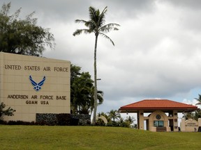 A view of the entrance of U.S. military Andersen Air Force base on the island of Guam, a U.S. Pacific Territory, August 11, 2017.