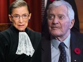 Late U.S. Supreme Court Associate Justice Ruth Bader Ginsburg and Former Prime Minister of Canada John Turner are pictured here.