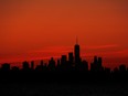 One World Trade Center and the lower Manhattan skyline are seen, May 20, 2020, shortly after sunset, during the outbreak of the coronavirus disease in New York City.