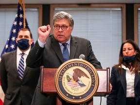 U.S. Attorney General William Barr speaks on Operation Legend, the federal law enforcement operation, during a press conference in Chicago, Illinois, on September 9, 2020.
