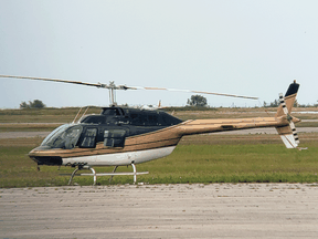 A helicopter allegedly used to smuggle illegally grown Canadian cannabis into the United States.