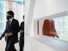 Prime Minister Justin Trudeau arrives to a roundtable discussion with Black entrepreneurs at HXOUSE in Toronto, Wednesday, Sept. 9, 2020.