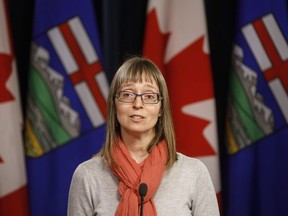 Alberta chief medical officer of health Dr. Deena Hinshaw updates media on the Covid-19 situation in Edmonton, Friday, March 20, 2020.