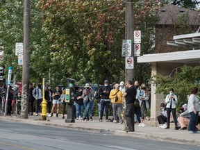 People lineup for Covid 19 testing outside of Toronto Michael Western Hospital, Tuesday September 15, 2020.