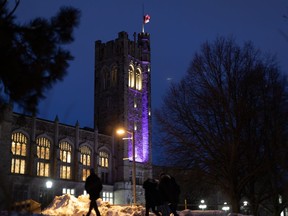 Western University campus is seen in London, Ont., on Wednesday, Jan., 8, 2020. More than two dozen students at Western University have tested positive for COVID-19, prompting the school to shut down many non-academic activities.