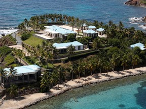 Facilities at Little St. James Island, one of the properties of financier Jeffrey Epstein, are seen in an aerial view, near Charlotte Amalie, St. Thomas, U.S. Virgin Islands July 21, 2019.