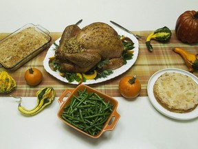 A Thanksgiving turkey dinner is shown in Toronto on Tuesday, Sept. 25, 2012.