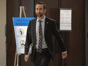 Conservative Party of Canada leadership candidate Derek Sloan arrives for the start of the French Leadership Debate in Toronto on Wednesday, June 17, 2020. Conservative MP Derek Sloan, who finished last in the party's recent leadership race, says he has no regrets about his campaign.