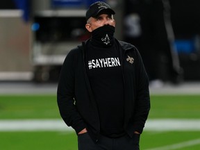 New Orleans Saints head coach Sean Payton before a NFL game against the Las Vegas Raiders at Allegiant Stadium.