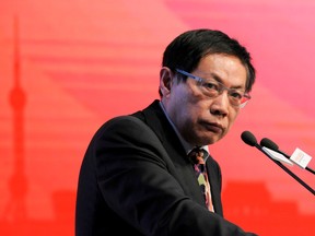 This photo taken on November 18, 2013 shows Ren Zhiqiang, the former chairman of state-owned property developer Huayuan Group, speaking at the China Public Welfare Forum in Beijing.