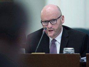 Nova Scotia Auditor General Michael Pickup appears before the public accounts committee at the legislature in Halifax on Wednesday, Nov. 29, 2017. A new report from Pickup, now British Columbia's auditor general, shows the largest amount the provincial government allocated in its pandemic response was earmarked for individuals and households by mid-August.THE CANADIAN PRESS/Andrew Vaughan