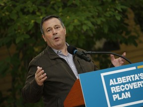 Alberta Premier Jason Kenney announces $43 million in repairs and improvements to provincial parks at a news conference in Calgary, Alta., Tuesday, Sept. 15, 2020.