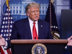 U.S. President Donald Trump speaks to reporters during a news conference in the Brady Press Briefing Room at the White House in Washington, U.S., September 16, 2020.
