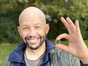 Actor Jon Cryer shows off his wedding ring that was found by a professional ring-finding service in Vancouver, B.C., on Sunday, Oct. 11, 2020.