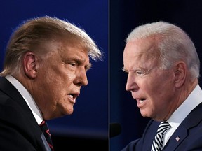 US President Donald Trump and Democratic Presidential candidate former Vice President Joe Biden squaring off during the first presidential debate in Cleveland, Ohio.