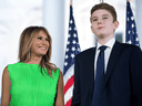 First Lady Melania Trump with her son Barron Trump in August 2020.