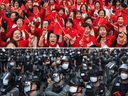 Thousands of citizens attend a flash mob to celebrate the National Day of the People’s Republic of China in Shenyang City Thursday, while police deployed 6,000 officers to counter any illegal rallies or activities in Hong Kong.
