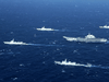 Chinese warships, including an aircraft carrier, in formation during drills in the South China Sea, January 2, 2017.