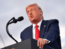 U.S. President Donald Trump speaks during a campaign rally in Florida on October 23, 2020.